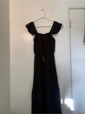 Speed Limit MPH Black Ruffle Midi Dress Cottagecore Boho Tiered Summer M
